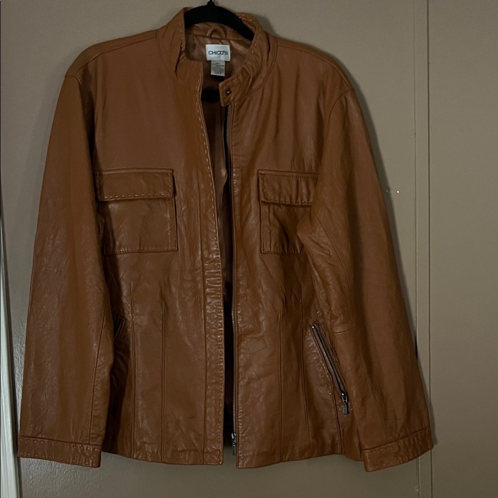 Chico's Tan Leather Jacket
